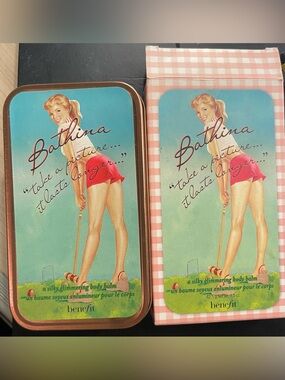 Benefit Bathina Body Balm Tin with Teal & Pink Artwork